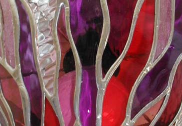 Appliques - Vitraux - rivi�re de verre, rouges
